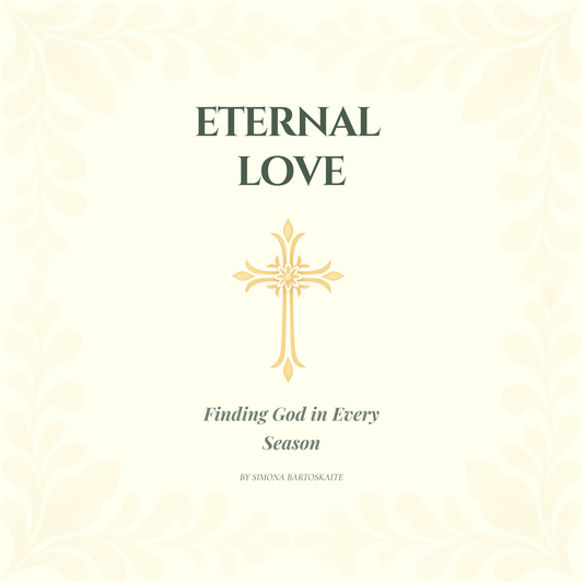 Eternal Love: Finding God in Every Season book cover with gold cross and cream background
