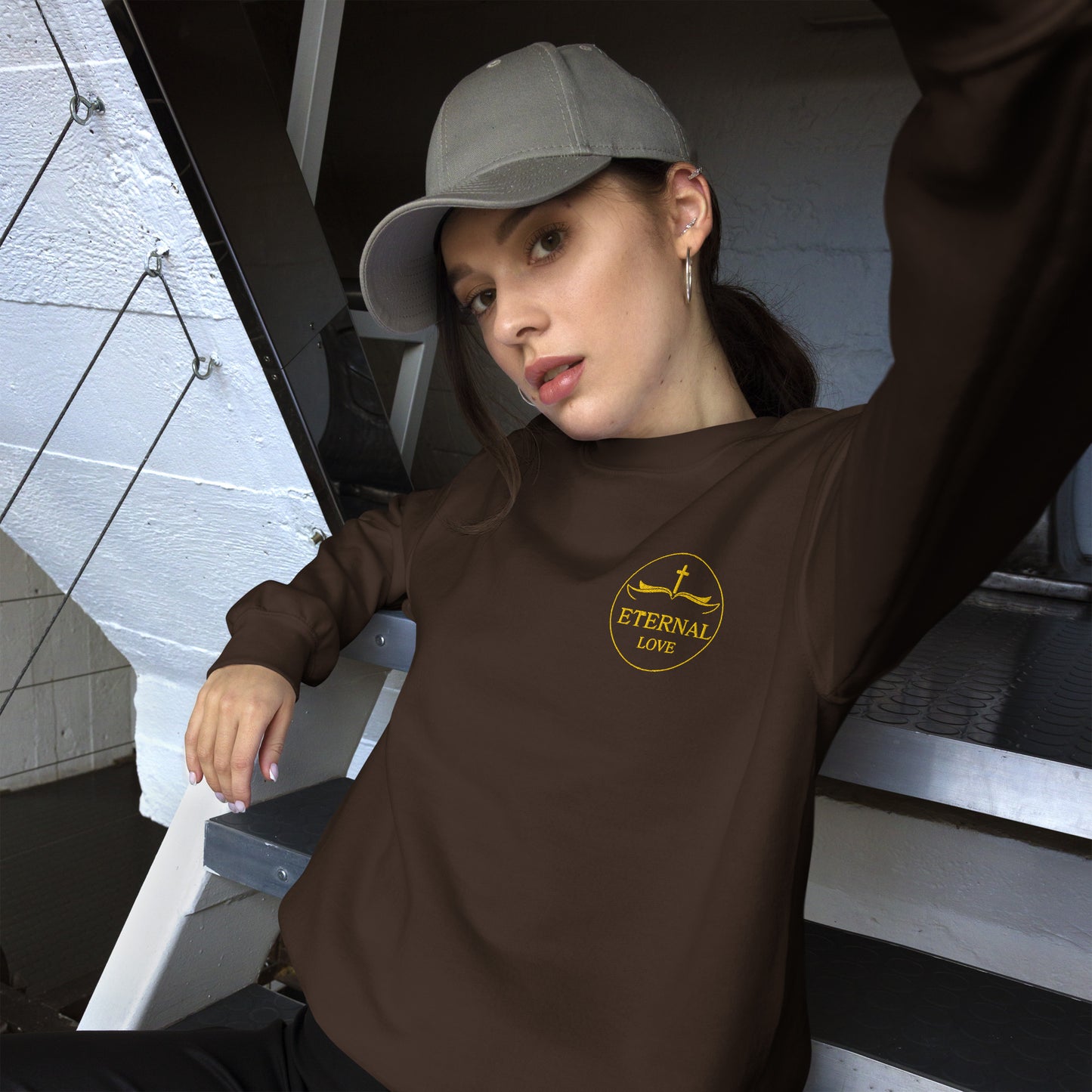 Christian Classic Sweatshirt in Brown/Burgundy/Cream - Faith-Based Essential Wear
