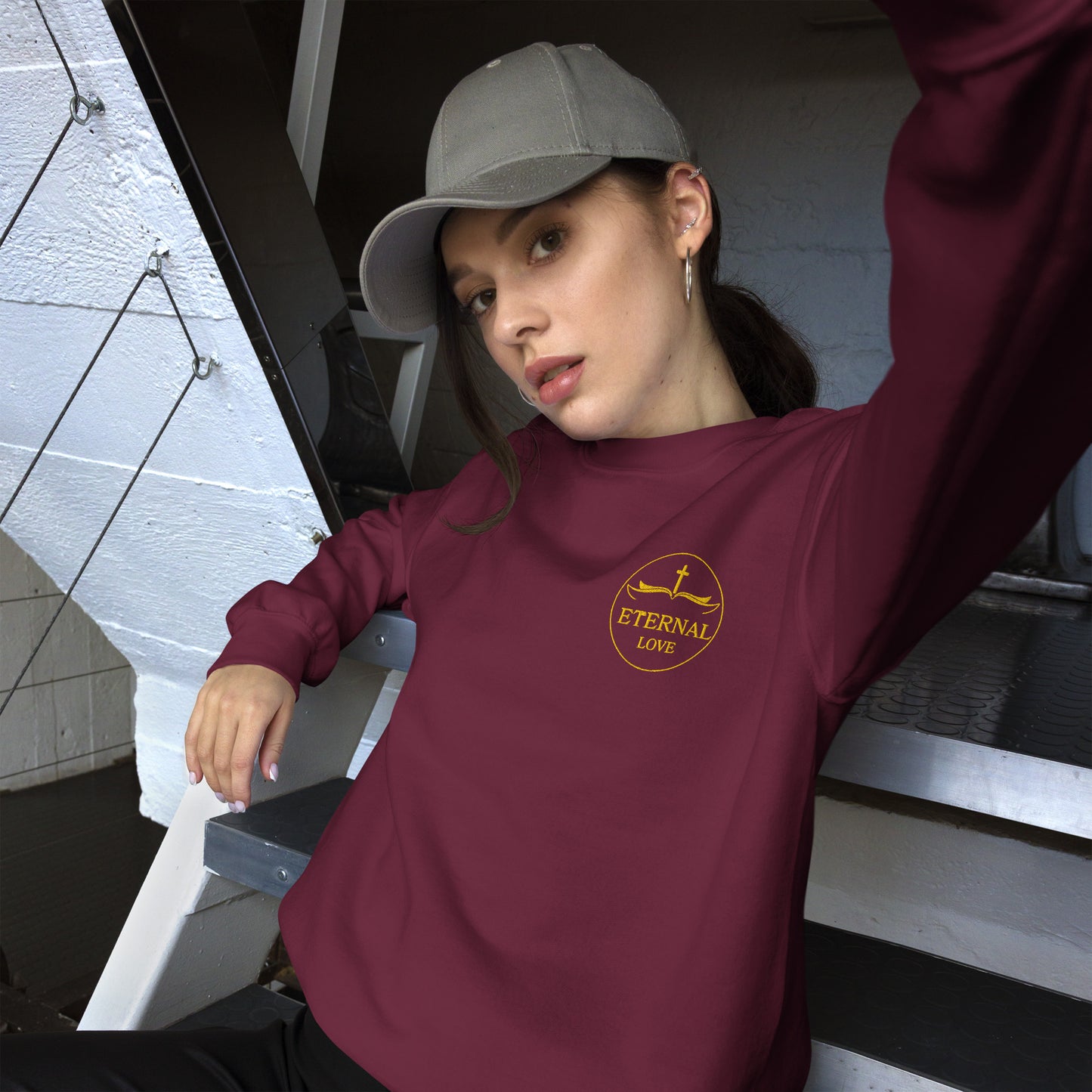Christian Classic Sweatshirt in Brown/Burgundy/Cream - Faith-Based Essential Wear