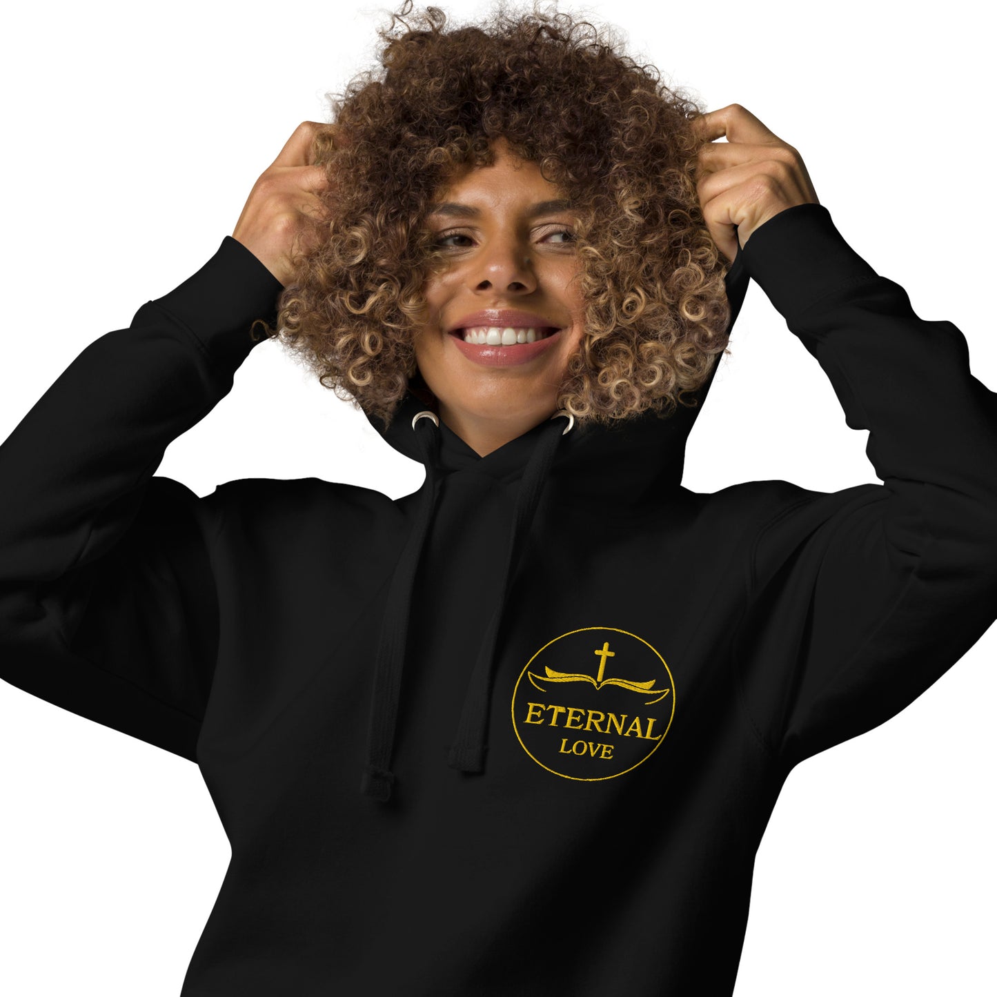 Christian Comfort Hoodie in Black/Purple - Faith-Based Casual Wear