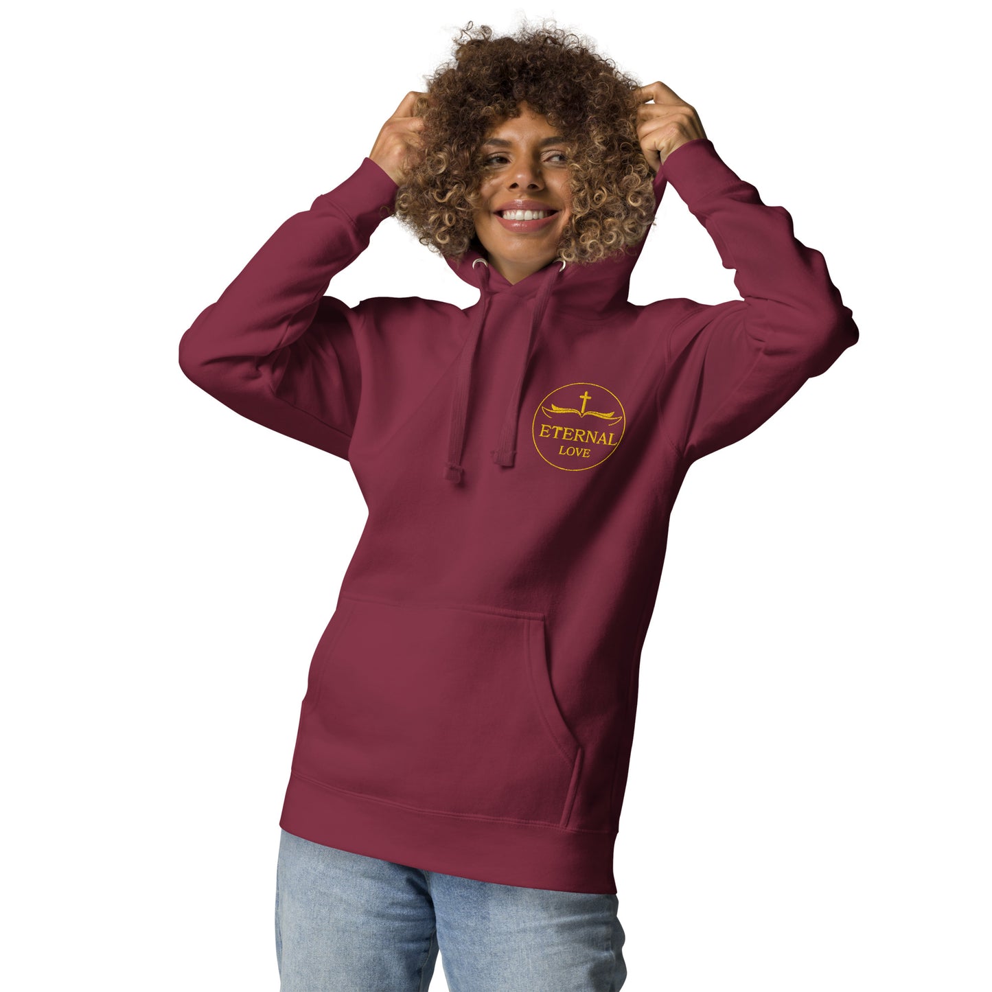 Christian Comfort Hoodie in Black/Purple - Faith-Based Casual Wear
